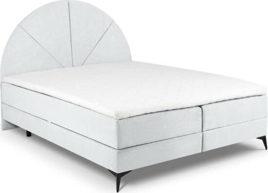 Světle šedá boxspring postel s úložným prostorem 160x200