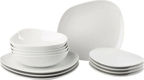 12dílná sada bílých porcelánových talířů Villeroy