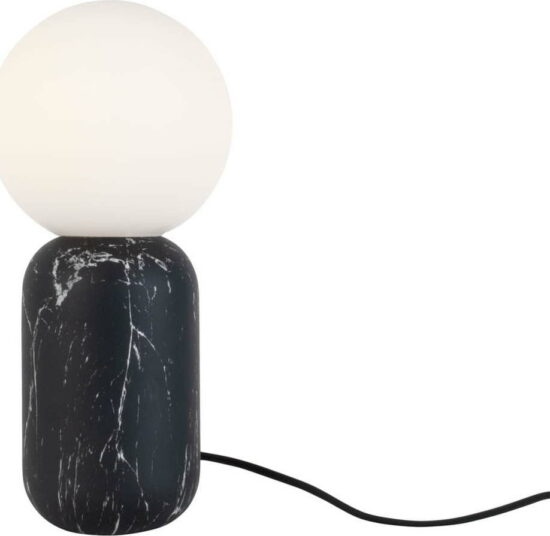 Černá stolní lampa v mramorovém dekoru Leitmotiv