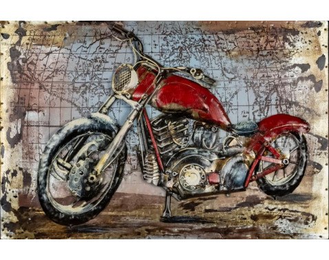 Kovový obraz na zeď Červená motorka