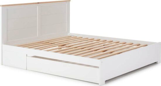 Bílá dvoulůžková postel s úložným prostorem 140x190
