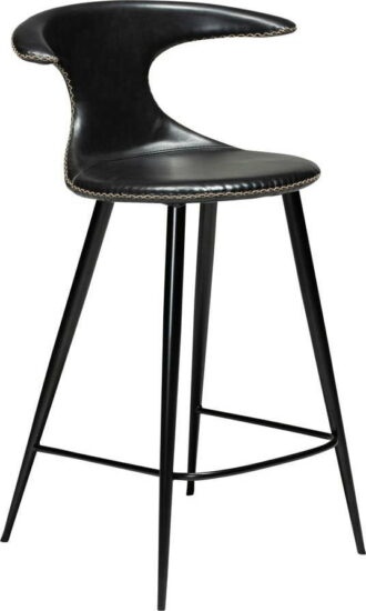 Černá barová židle z imitace kůže DAN–FORM