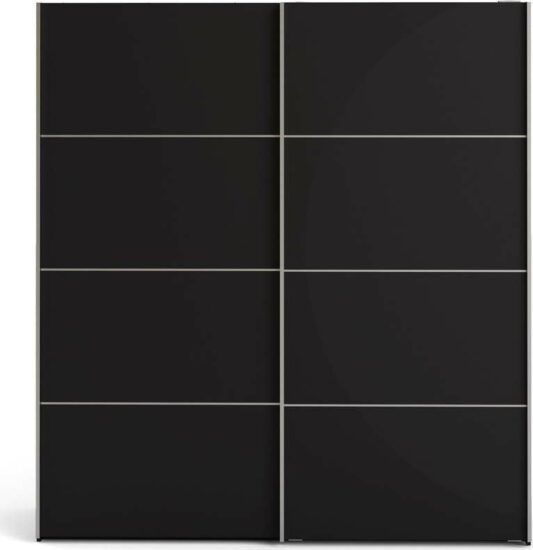 Černá šatní skříň s posuvnými dveřmi 182x202