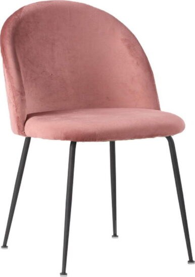 Sada 2 růžových sametových jídelních židlí