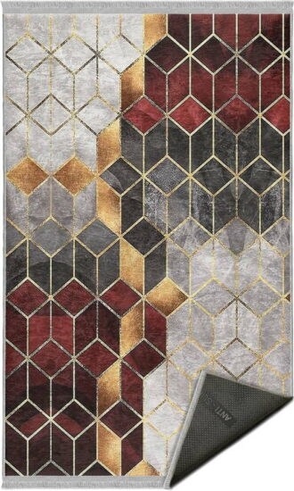 Šedo-vínový pratelný koberec 120x180 cm