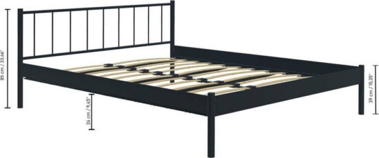 Černá kovová dvoulůžková postel s roštem 160x200
