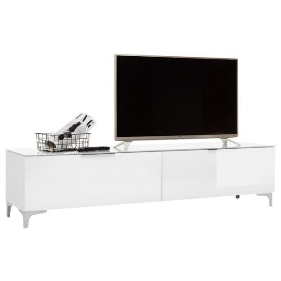 TV stolek BENTLEY bílá matná/bílé sklo