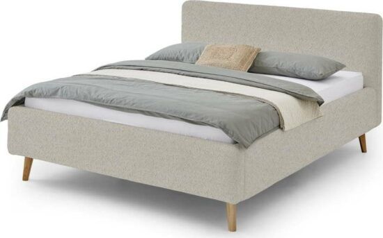 Béžová čalouněná dvoulůžková postel 180x200 cm