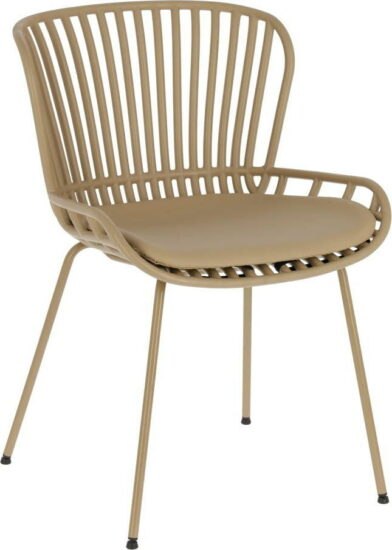 Béžová zahradní židle s ocelovou konstrukcí