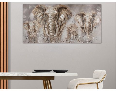 Ručně malovaný obraz Stádo slonů