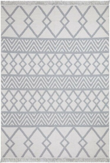 Bílo-šedý bavlněný koberec Oyo