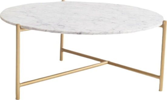 Bílý mramorový kulatý konferenční stolek ø 80 cm