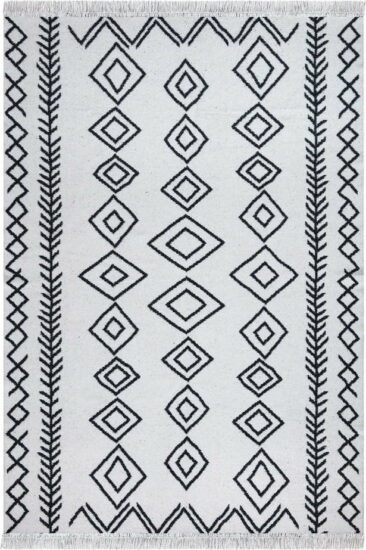Bílo-černý bavlněný koberec Oyo