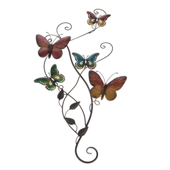 Nástěnná kovová dekorace Barevní motýli
