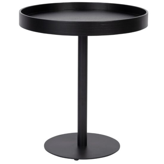 White Label Černý dřevěný odkládací stolek
