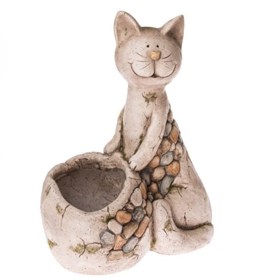 Keramický obal na květináč Sedící kočka