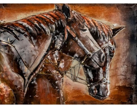 Kovový obraz na zeď Koně