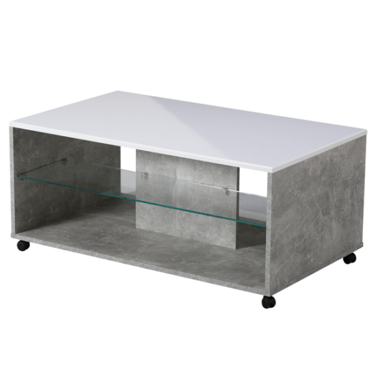Konferenční stolek BARNABY beton/bílá