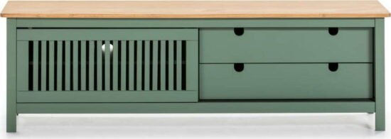 Zelený dřevěný TV stolek