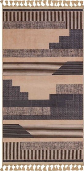Hnědo-béžový pratelný koberec 150x80 cm