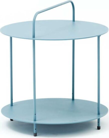 Zahradní kovový odkládací stolek v modré barvě
