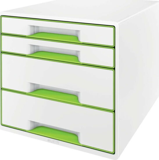 Bílo-zelený zásuvkový box Leitz WOW