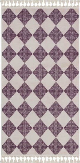 Fialovo-béžový pratelný koberec běhoun 200x80