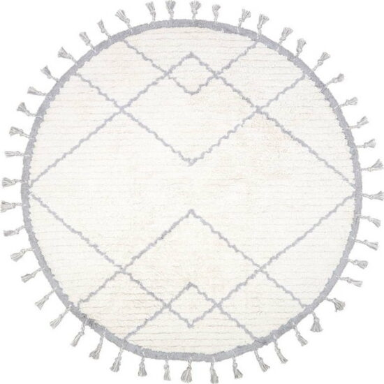 Bílo-šedý bavlněný ručně vyrobený koberec