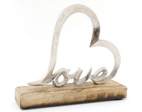 Dekorace Srdce Love na dřevěném