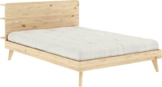 Dvoulůžková postel z borovicového dřeva s roštem 140x200