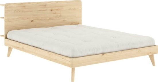 Dvoulůžková postel z borovicového dřeva s roštem 160x200
