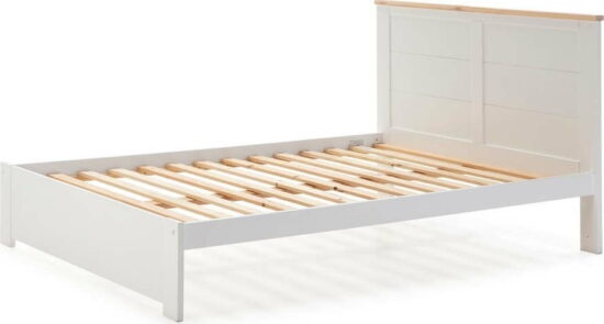 Bílá dvoulůžková postel s roštem 160x200