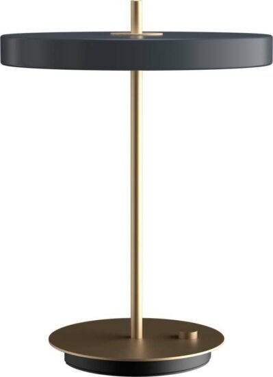 Antracitová LED stmívatelná stolní lampa s kovovým stínidlem (výška