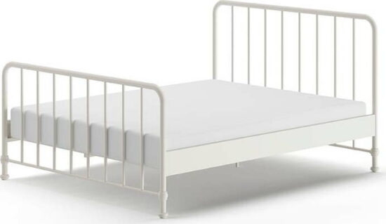 Bílá kovová jednolůžková postel s roštem 160x200