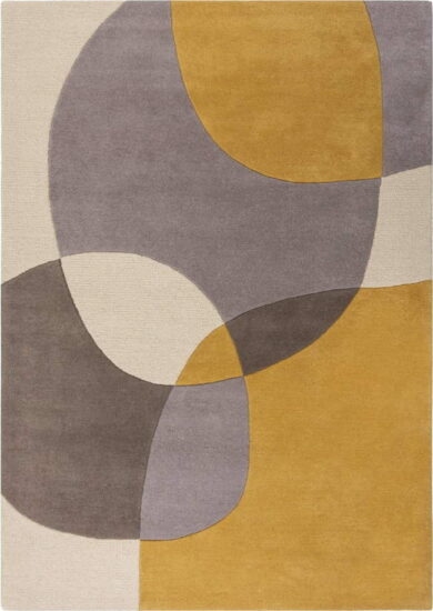 Okrově žlutý vlněný koberec 230x160 cm