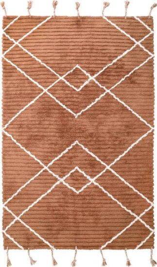 Hnědý ručně vyrobený koberec z bavlny