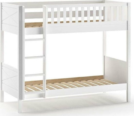 Bílá patrová dětská postel 90x200 cm