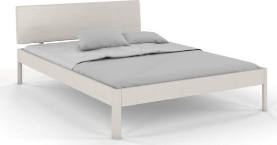 Bílá dvoulůžková postel z borovicového dřeva 160x200