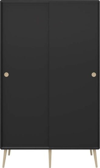 Černá šatní skříň s posuvnými dveřmi 113x190