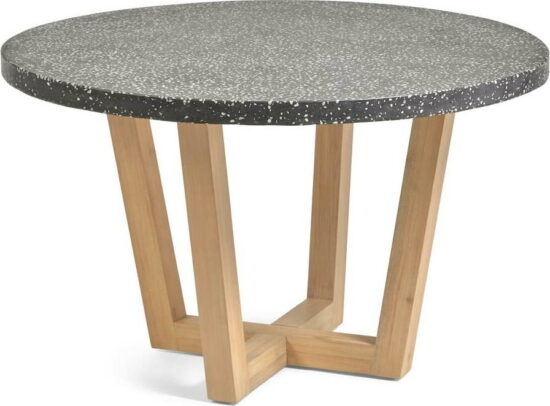 Tmavě šedý zahradní stůl s deskou z kamene