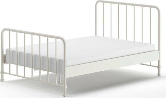 Bílá kovová jednolůžková postel s roštem 140x200