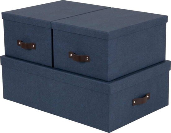 Sada 3 modrých úložných krabic Bigso