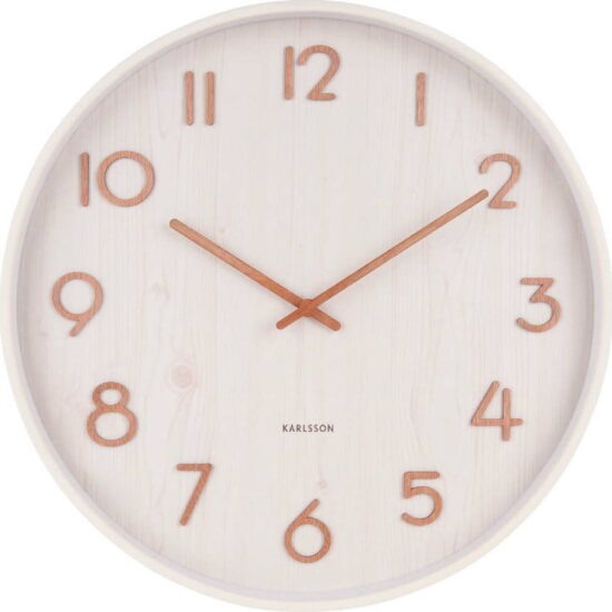 Bílé nástěnné hodiny z lipového dřeva Karlsson