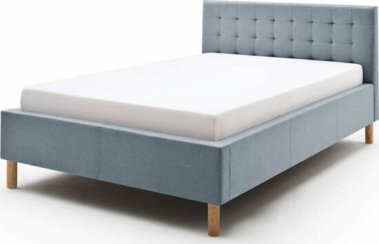 Modrošedá čalouněná jednolůžková postel 120x200 cm