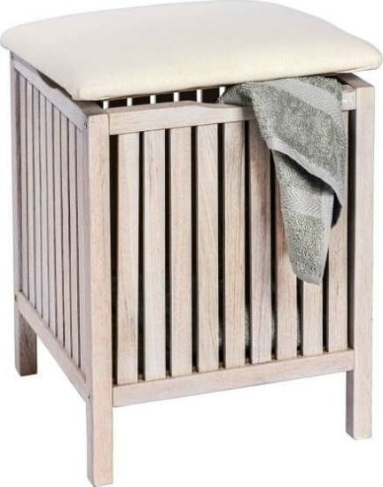 Bílá koupelnová stolička z ořechového dřeva s