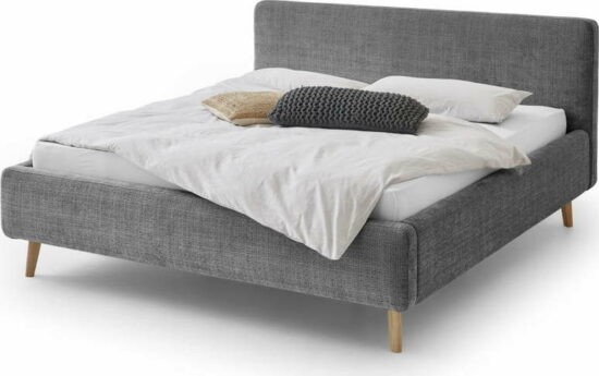 Tmavě šedá čalouněná dvoulůžková postel 180x200 cm