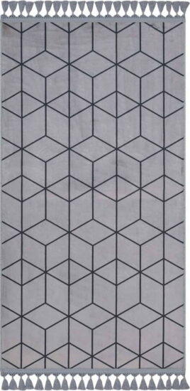 Šedý pratelný koberec běhoun 300x80