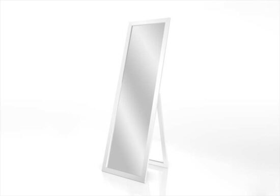 Stojací zrcadlo v bílém rámu