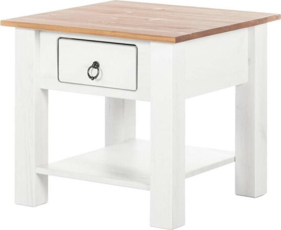 Bílý konferenční stolek z borovicového dřeva s