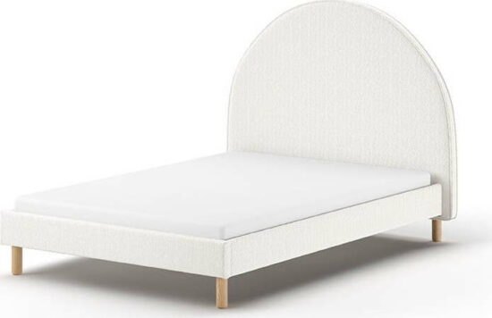 Bílá čalouněná jednolůžková postel s roštem 140x200